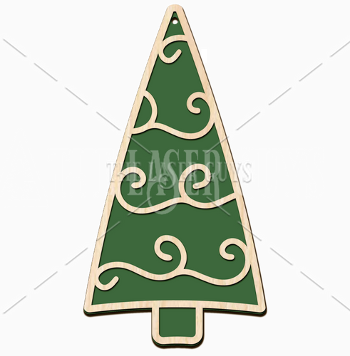 Whimsical Evergreen Ornament 3 (Swirls & Curls)