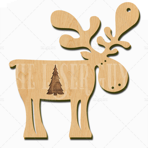 Morris the Moose with a Pine Tree (Engraved)
