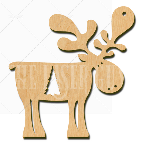 Morris the Moose with a Pine Tree (Cut)